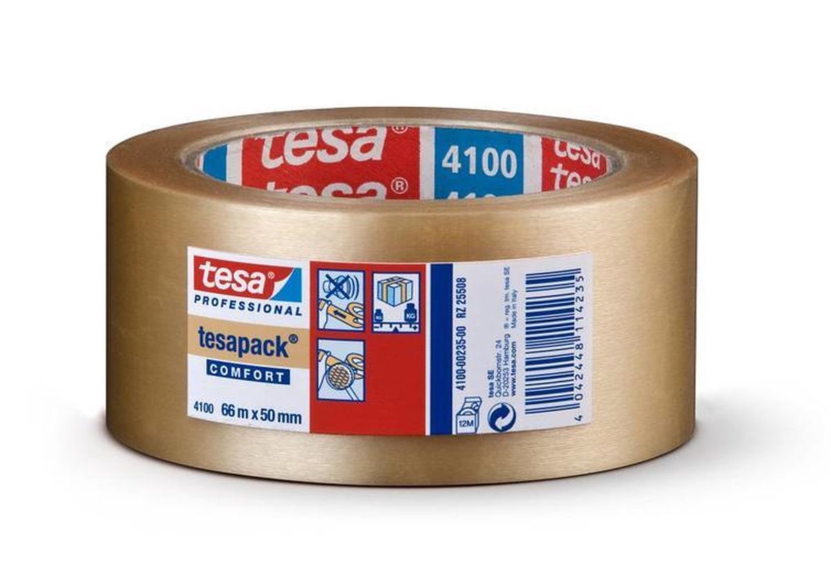 Tesa Verpakkingsplakband PVC | kleurloos | lengte 66 m | breedte 50 mm wiel | 6 stuks - 04124-00342-00