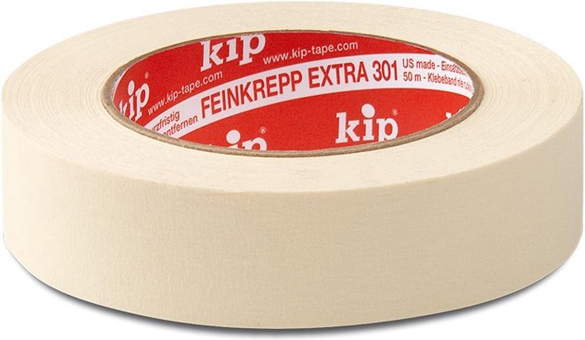 Afplakband-fijn | licht gecrêpt | naturel | lengte 50 m | breedte 48 mm | rol | 5 stuks - 301-48