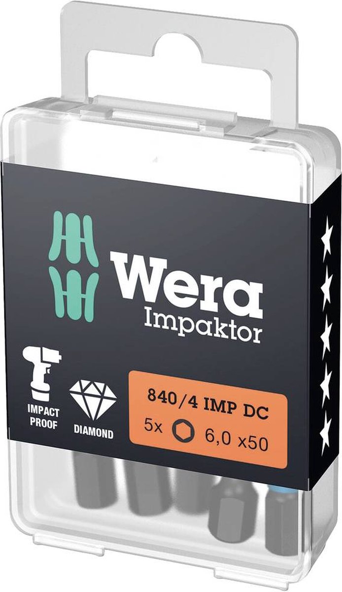 Wera Bit | 4 mm lengte 50 mm | 1/4 inch E6,3 | impaktor, DC | 1 stuk - 05057644001