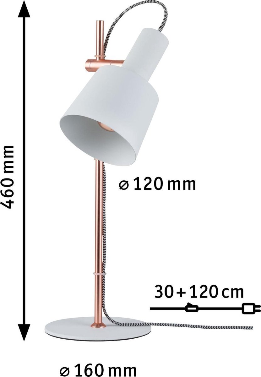 Paulmann Neordic Haldar Bureaulamp LED E14 20 W Koper (mat),- Wit