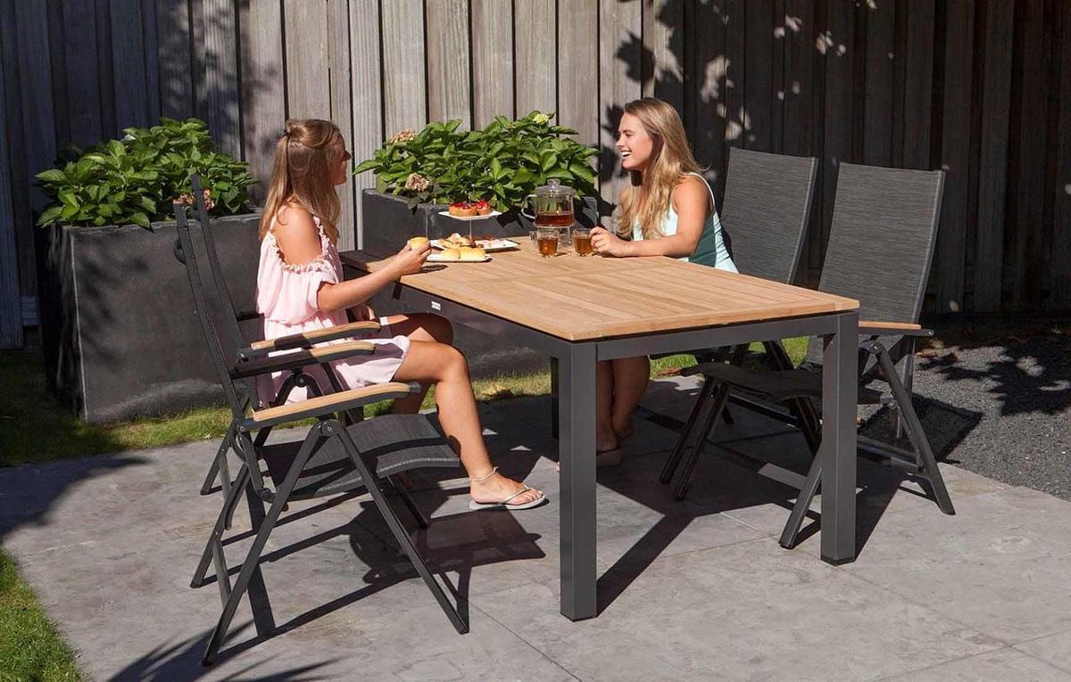 Exotan Memphis Tuintafel Teak Antraciet 220x100 cm - Bruin