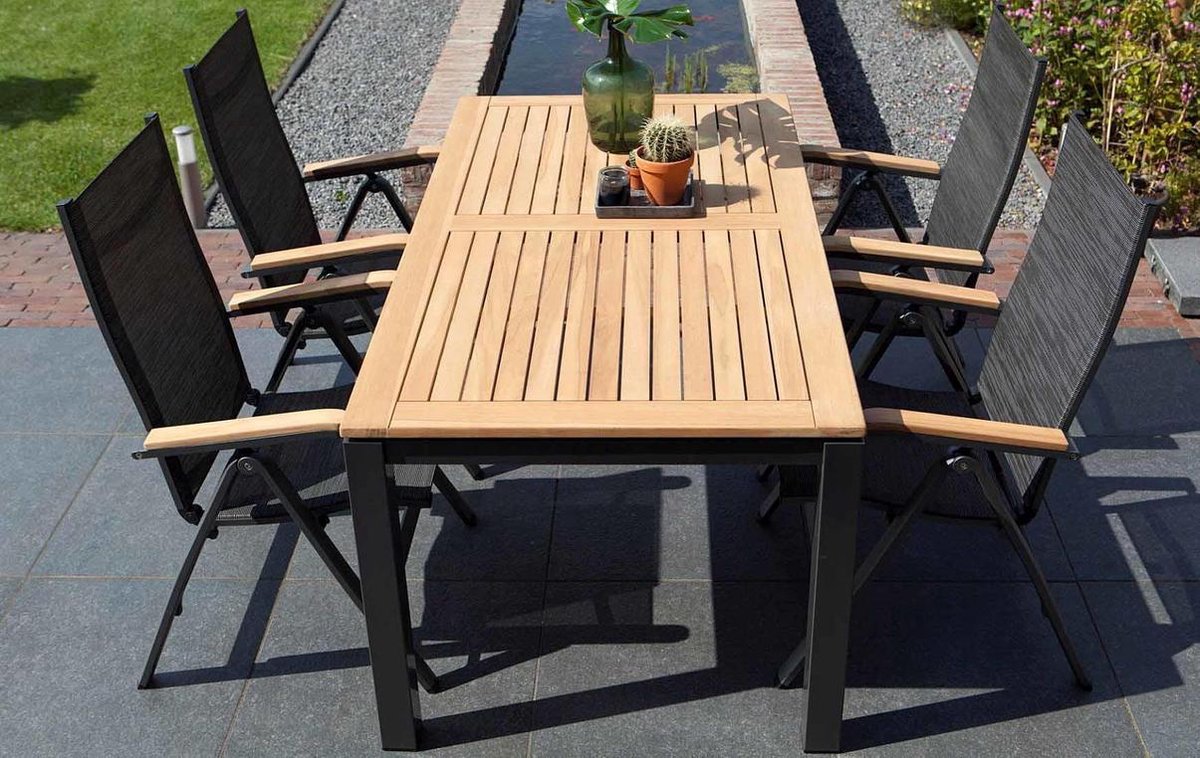 Exotan Memphis Tuintafel Teak Antraciet 220x100 cm - Bruin
