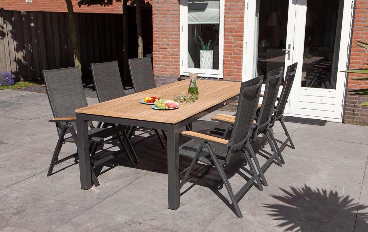 Exotan Memphis Tuintafel Teak Antraciet 220x100 cm - Bruin
