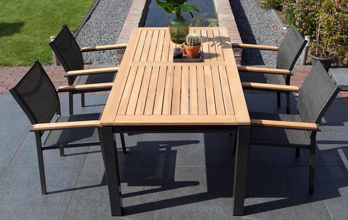 Exotan Memphis Tuintafel Teak Antraciet 220x100 cm - Bruin