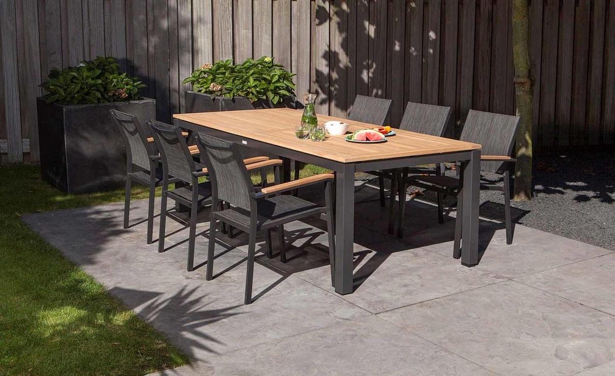 Exotan Memphis Tuintafel Teak Antraciet 220x100 cm - Bruin