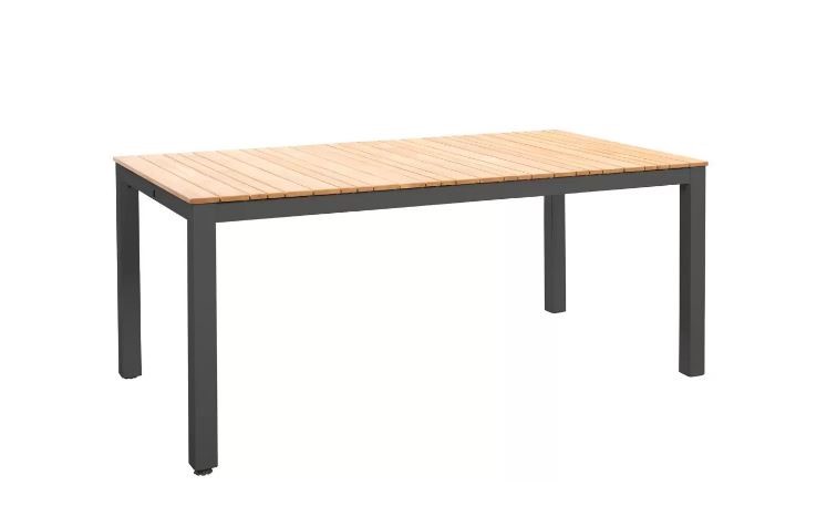 Arashi dining table 169x90cm. alu dark grey/teak - Bruin