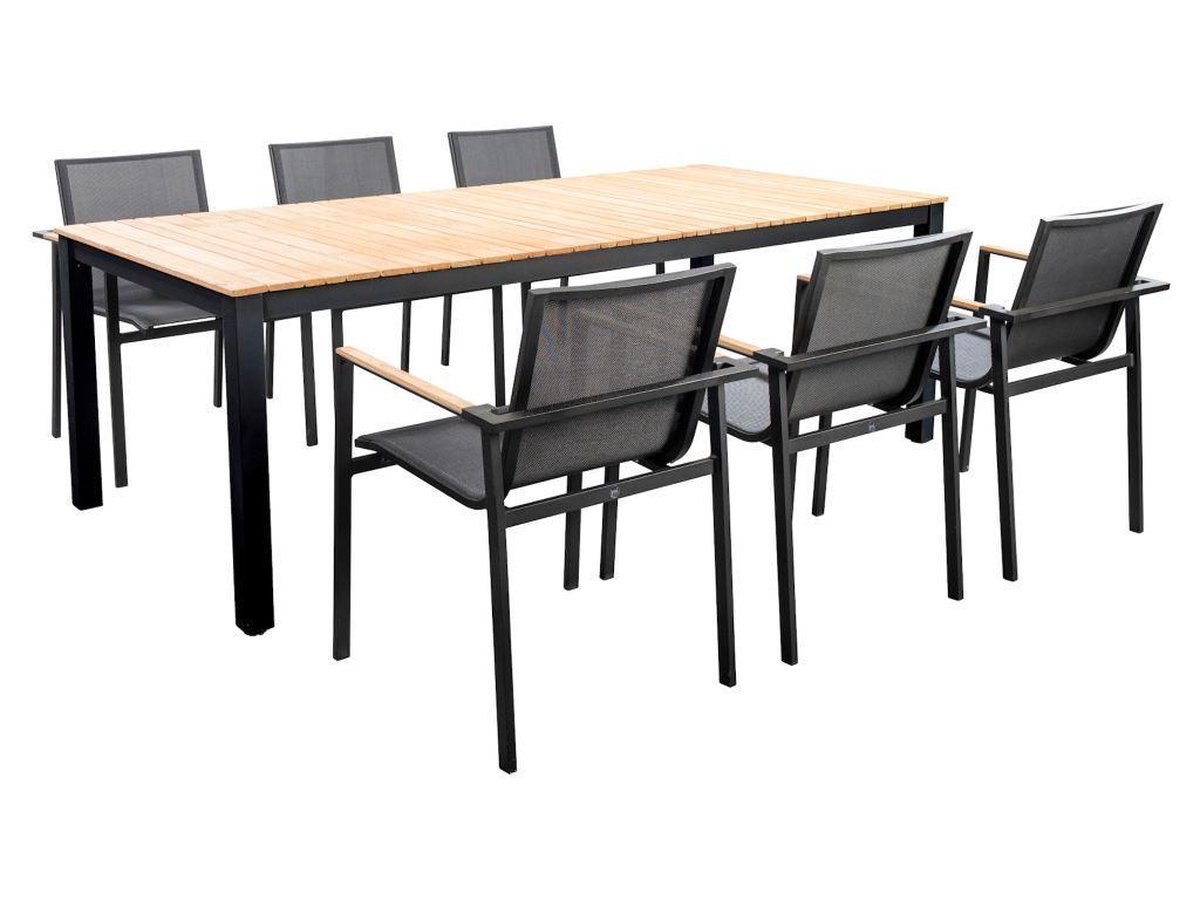 Arashi dining table 220x100cm. alu black/teak - Bruin