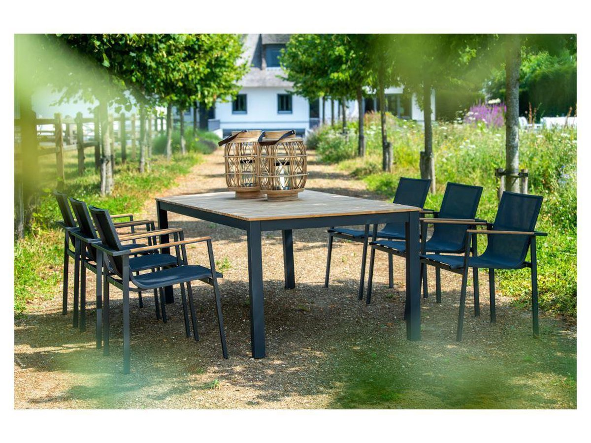 Arashi dining table 220x100cm. alu black/teak - Bruin