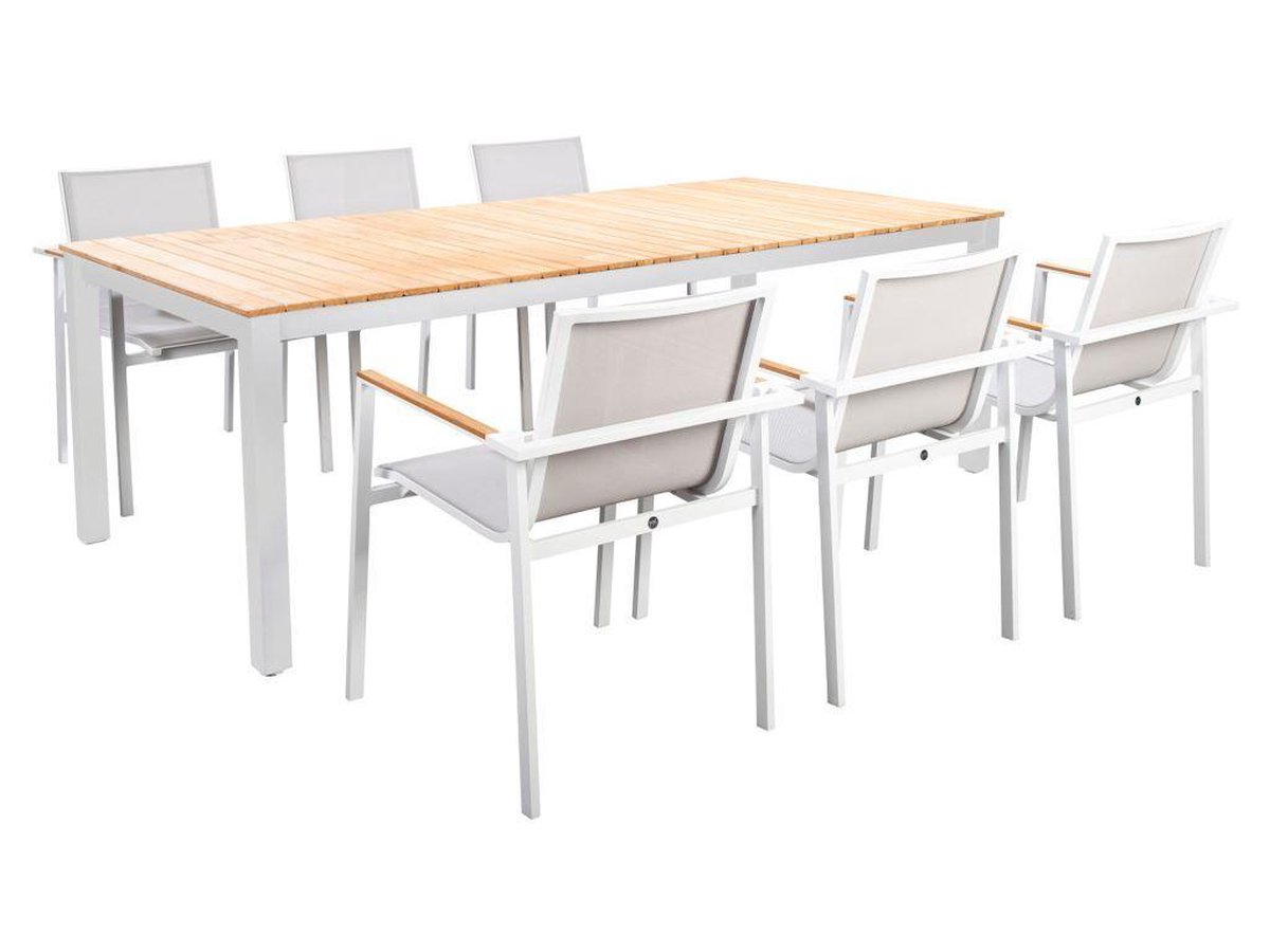 Arashi dining table 220x100cm. alu white/teak - Bruin