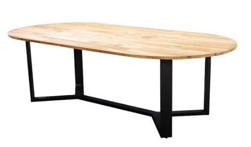 Kaihou table 260x122cm. oval alu black/teak