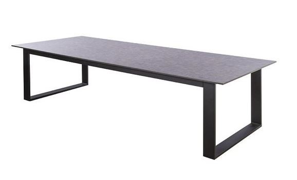 Teeburu low dining table 240x100x70cm. alu black/concrete