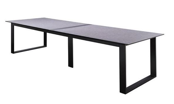 Teeburu table 300x100cm. alu black/concrete