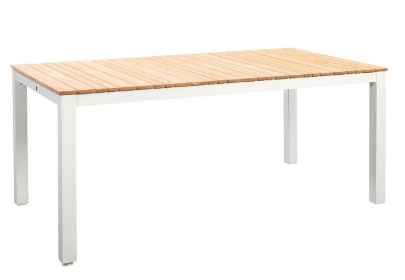 Arashi dining table 169x90cm. alu white/teak