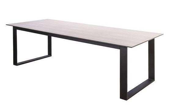 Teeburu table 240x100cm. alu black/travertin