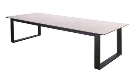 Teeburu low dining table 240x100x70cm. alu black/travertin