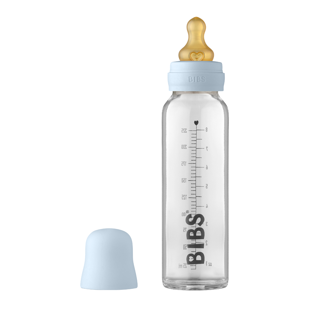BIBS Fles Glas Baby Blue 225ml