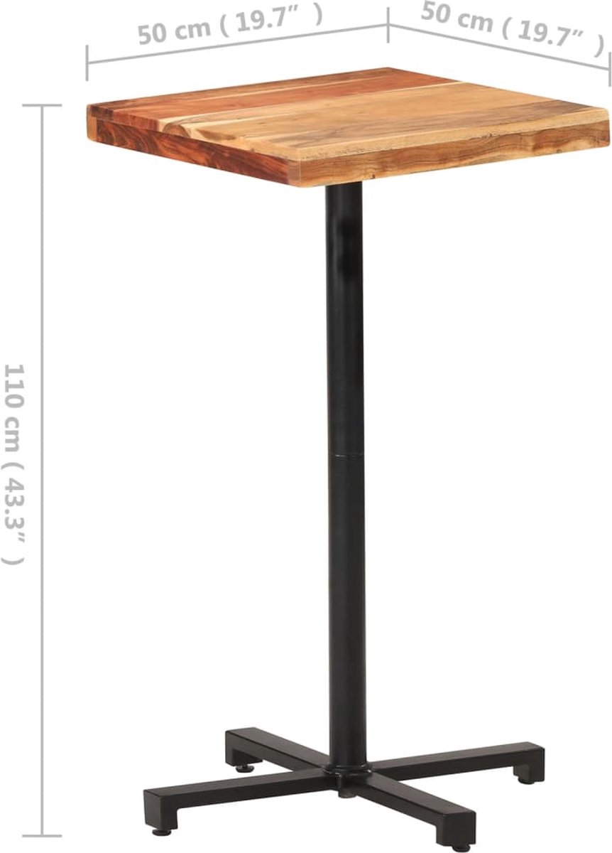 Vidaxl Bartafel Vierkant 50x50x110 Cm Massief Acaciahout - Bruin