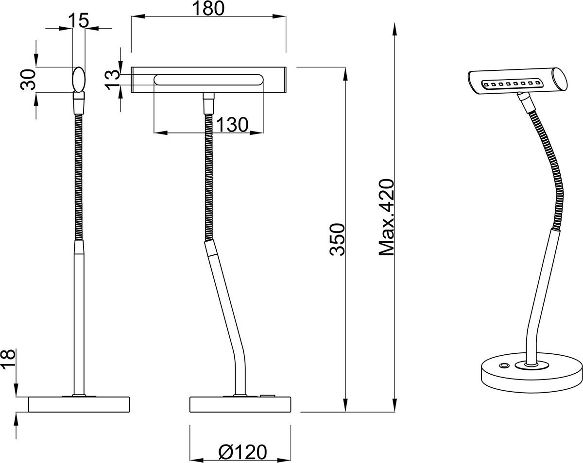 BES LED Led Bureaulamp - Trion Curty - 4w - Warm Wit 3000k - Dimbaar - Rond - Mat - Aluminium - Zwart