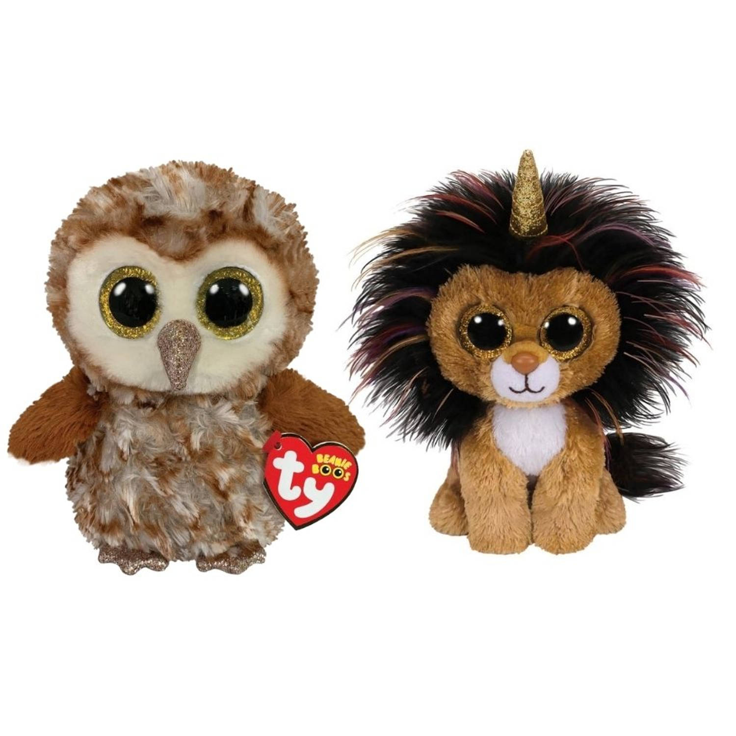 ty - Knuffel - Beanie Boo&apos;s - Percy Owl & Ramsey Lion