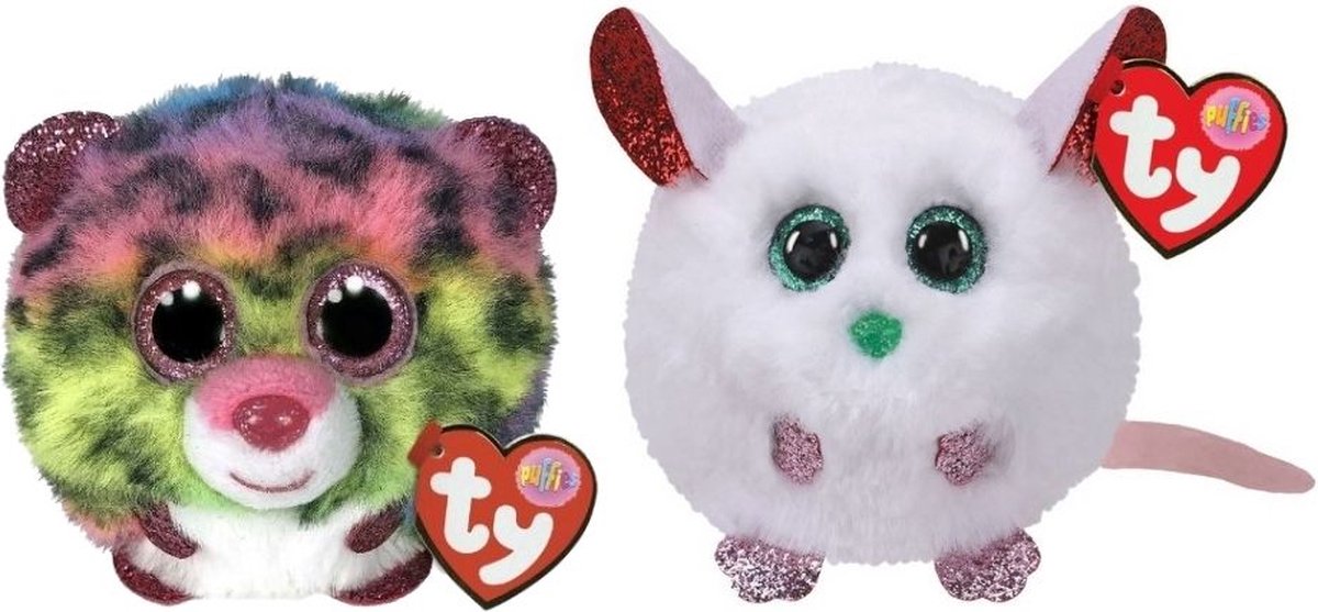 ty - Knuffel - Teeny Puffies - Dot Leopard & Christmas Mouse