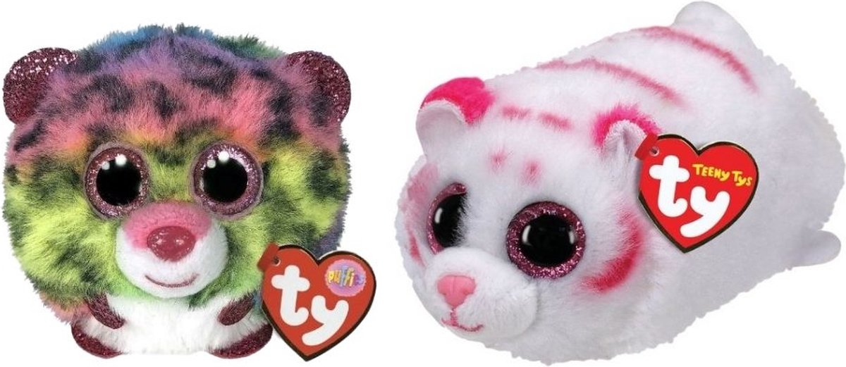 ty - Knuffel - Teeny Puffies - Dot Leopard & Tabor Tiger