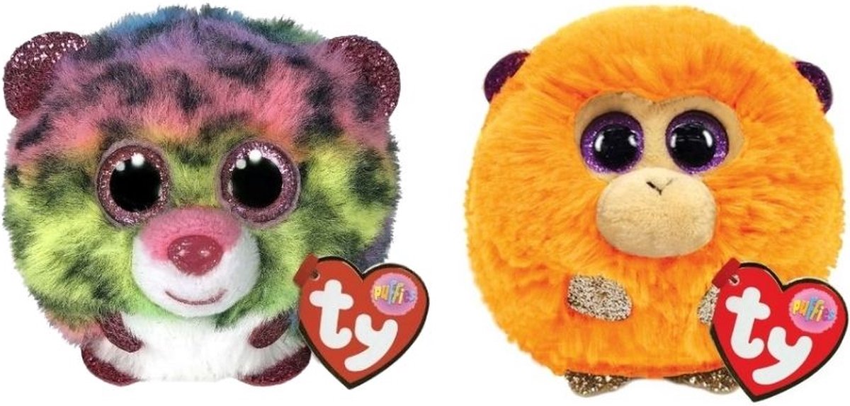 ty - Knuffel - Teeny Puffies - Dot Leopard & Coconut Monkey