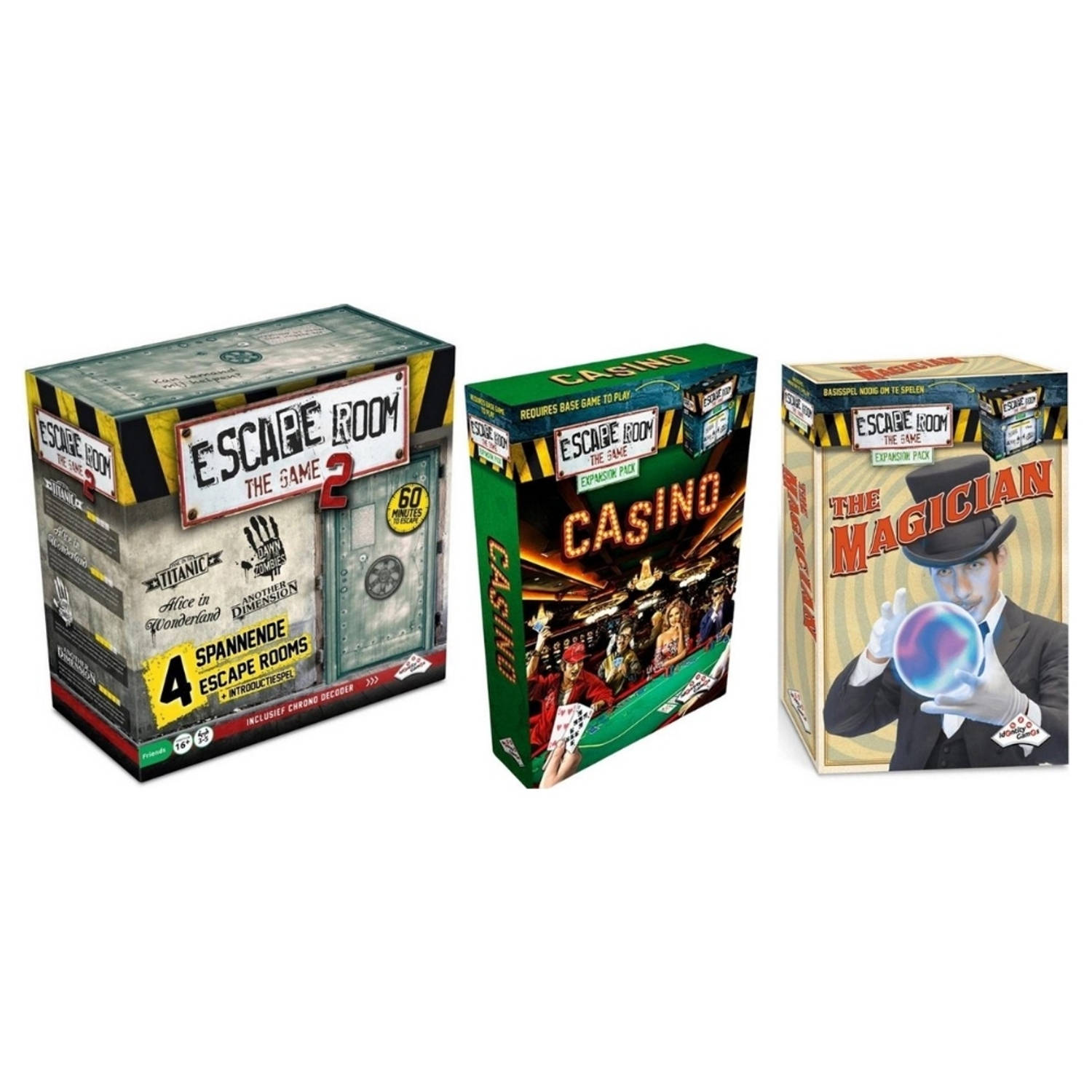 Identity Games Spellenbundel - 3 Stuks - Escape Room - Basisspel 2 & Uitbreidingen Casino & The Magician