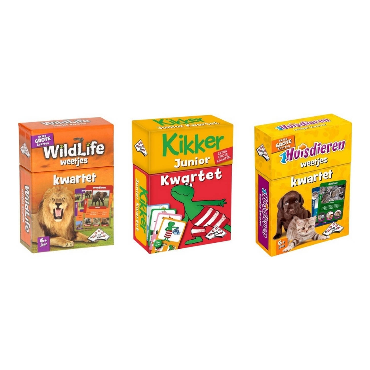 Identity Games Spellenbundel - Kwartet - 3 Stuks - Wildlife Kwartet & Kikker Junior Kwartet & Huisdieren Kwartet
