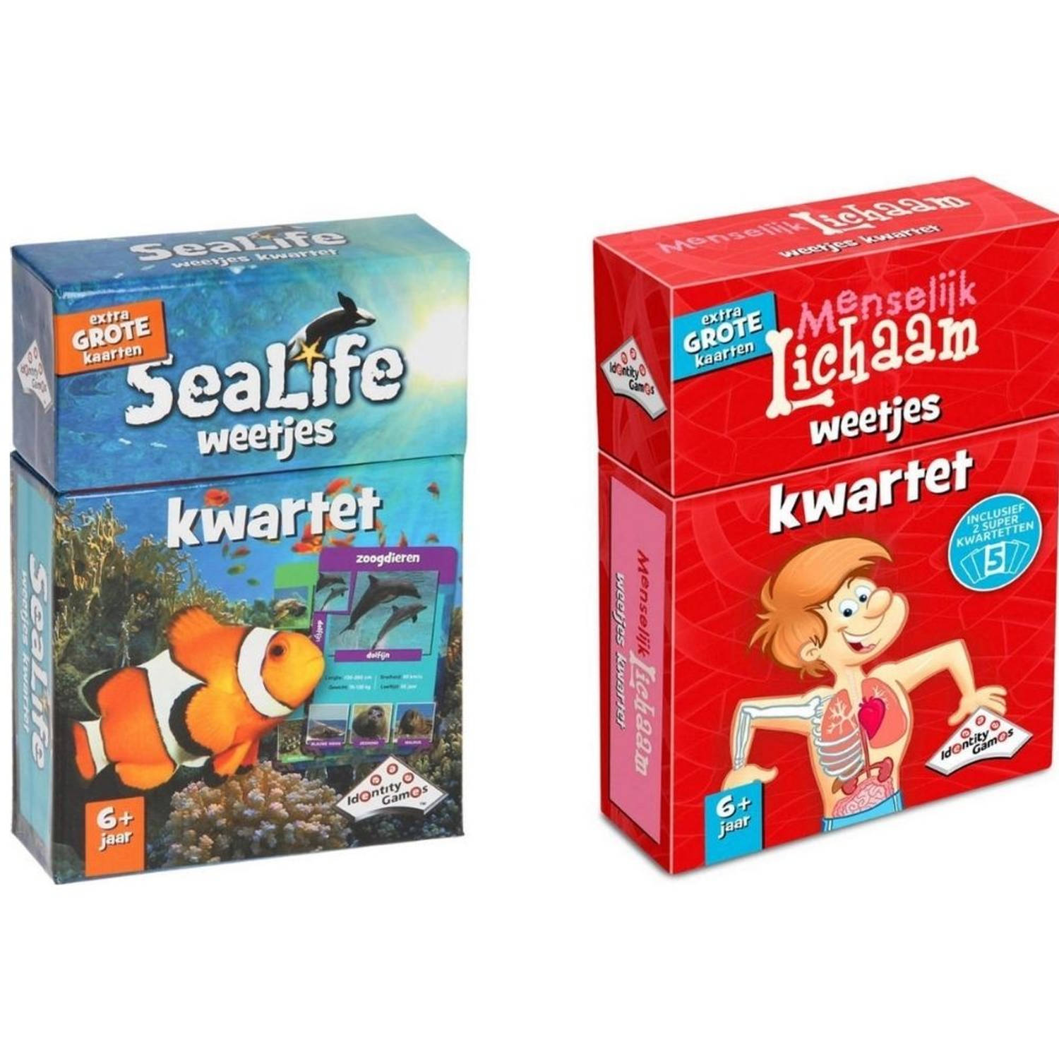 Identity Games Spellenbundel - Kwartet - 2 Stuks - Sealife Kwartet & Menselijk Lichaam Kwartet