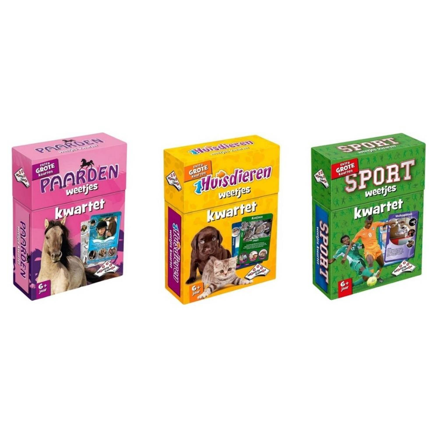 Identity Games Spellenbundel - Kwartet - 3 Stuks - Paarden Kwartet & Sport Weetjes Kwartet& Huisdieren Kwartet