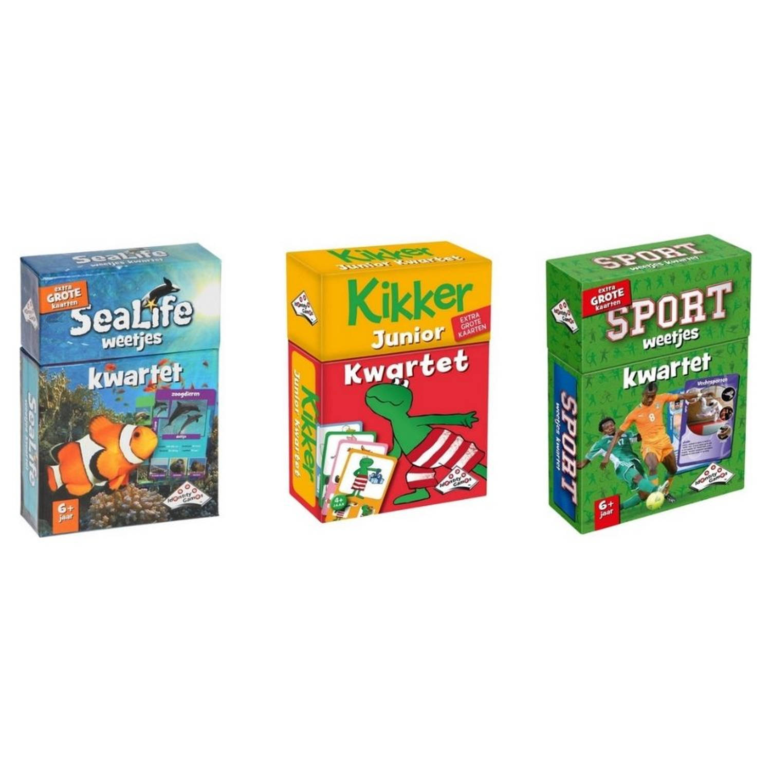 Identity Games Spellenbundel - Kwartet - 3 Stuks - Sealife Kwartet & Kikker Junior Kwartet & Sport Weetjes Kwartet