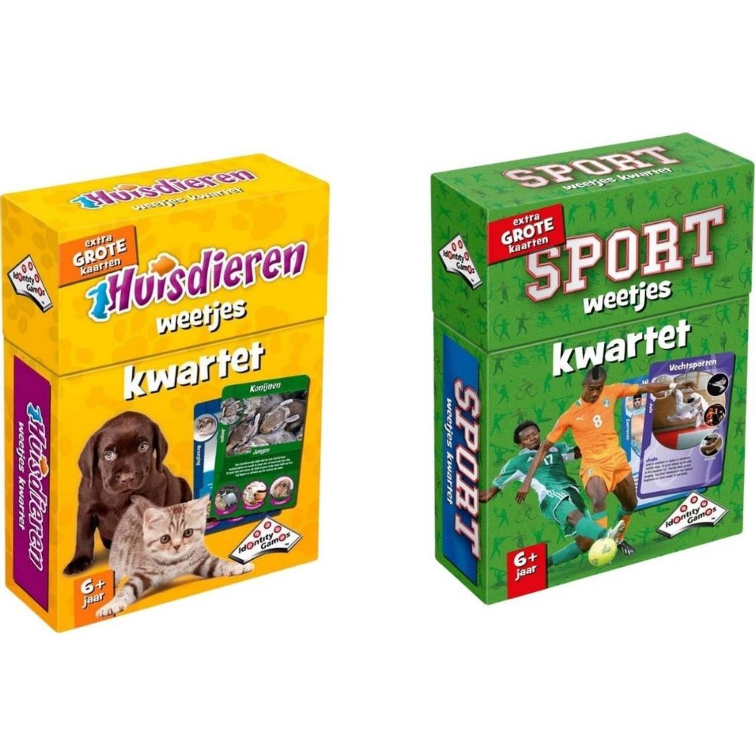 Identity Games Spellenbundel - Kwartet - 2 Stuks - Sport Weetjes Kwartet & Huisdieren Kwartet