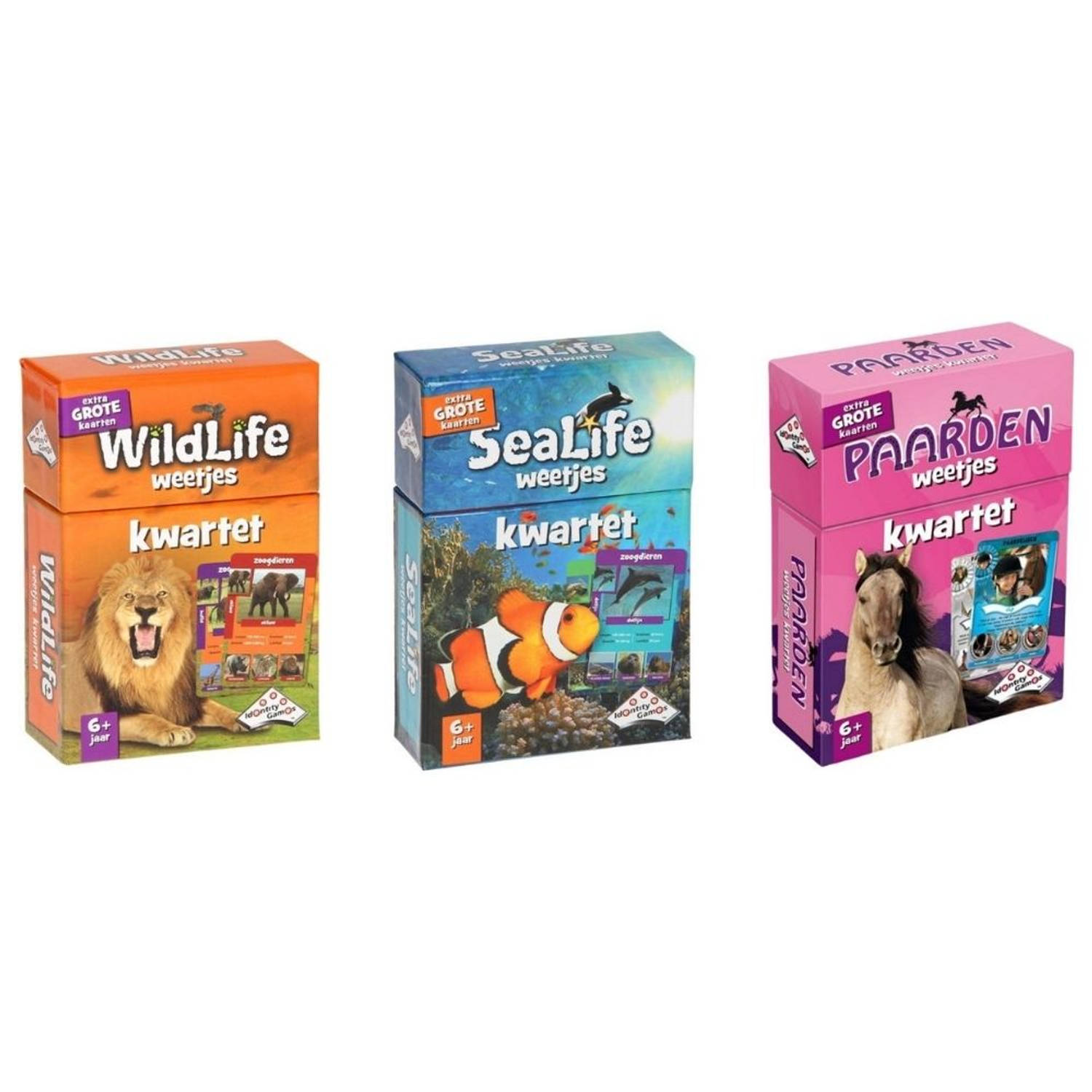 Identity Games Spellenbundel - Kwartet - 3 Stuks - Wildlife Kwartet & Sealife Kwartet & Paarden Kwartet