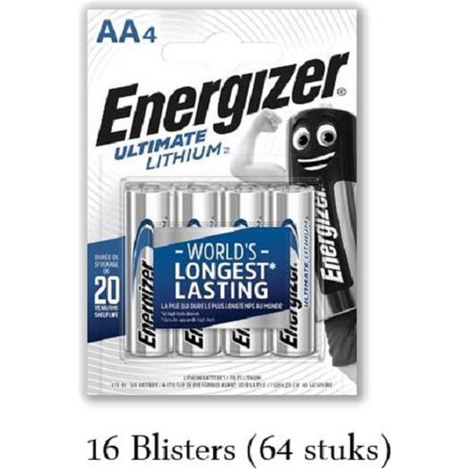 Energizer 64 Stuks (16 Blisters A 4 Stuks) Lithium Aa/l91 1.5v 4pack