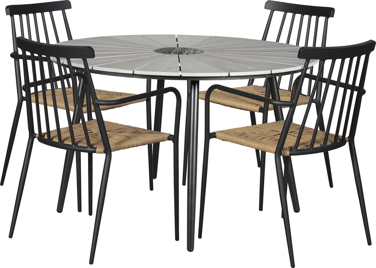 Dance Tuintafel En 4 Stoelen. - Zwart