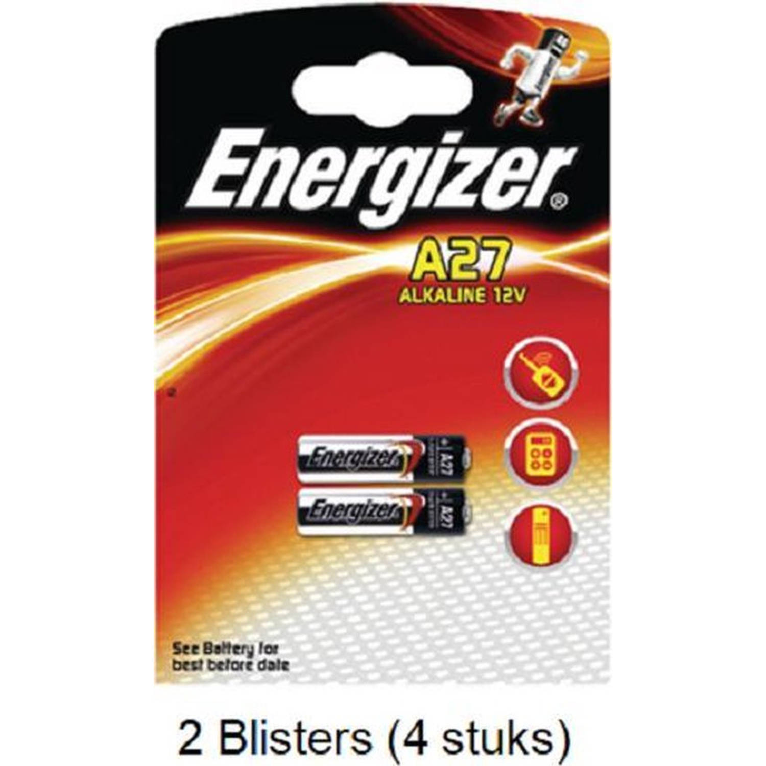 Energizer 4 Stuks (2 Blisters A 2 Stuks) Alkaline Lr27 / A27 12v