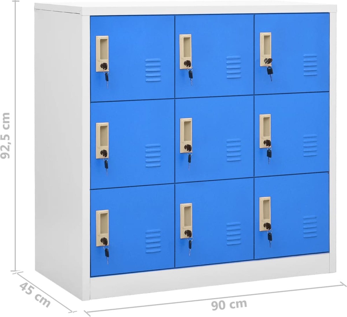 Vidaxl Lockerkasten 5 St 90x45x92,5 Cm Staal Licht En - Blauw