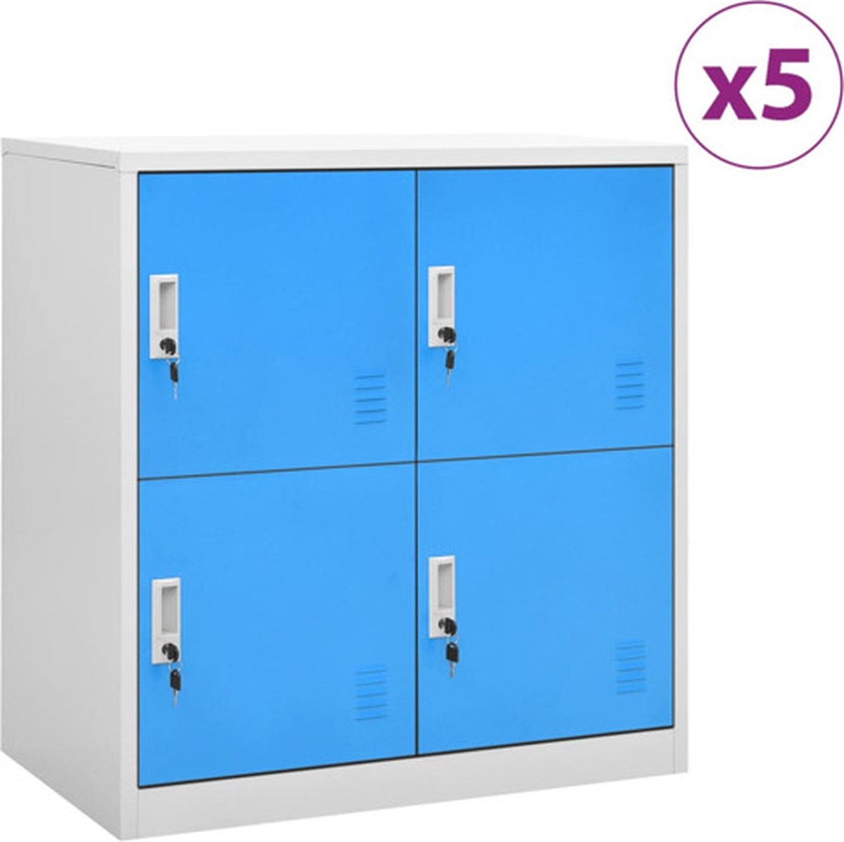 Vidaxl Lockerkasten 5 St 90x45x92,5 Cm Staal Licht En Blauw - Grijs