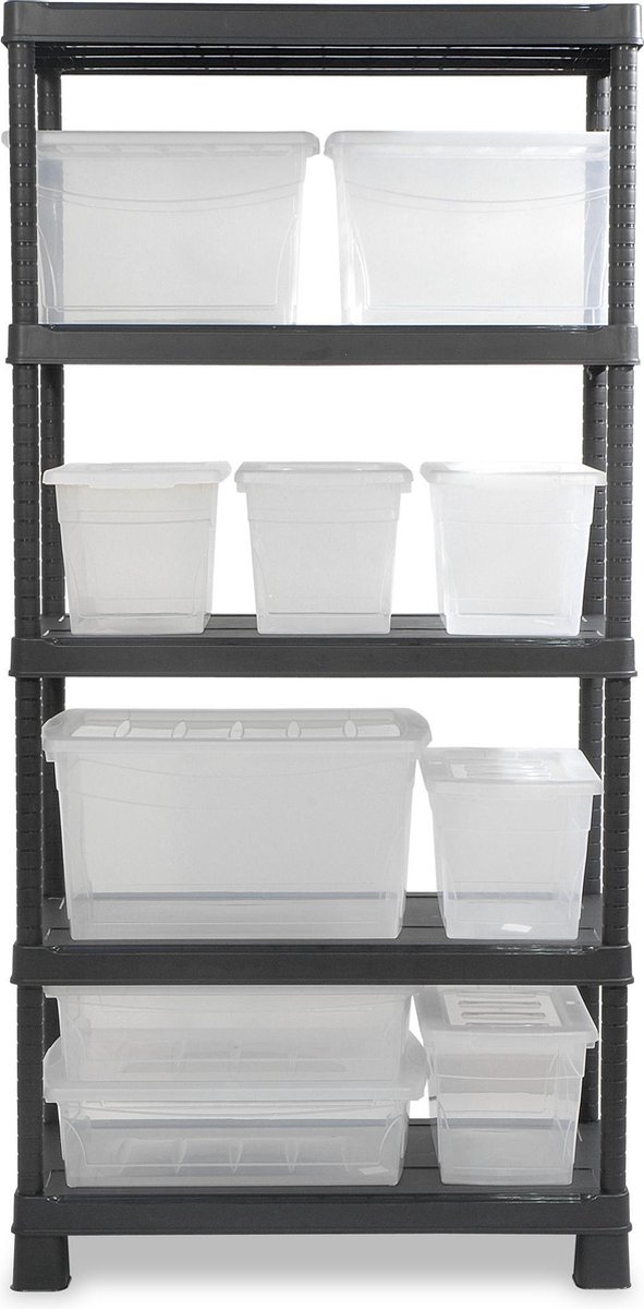 Keter Plus Shelf 80/5 - 5 Planken - 80x40x187 Cm - Zwart