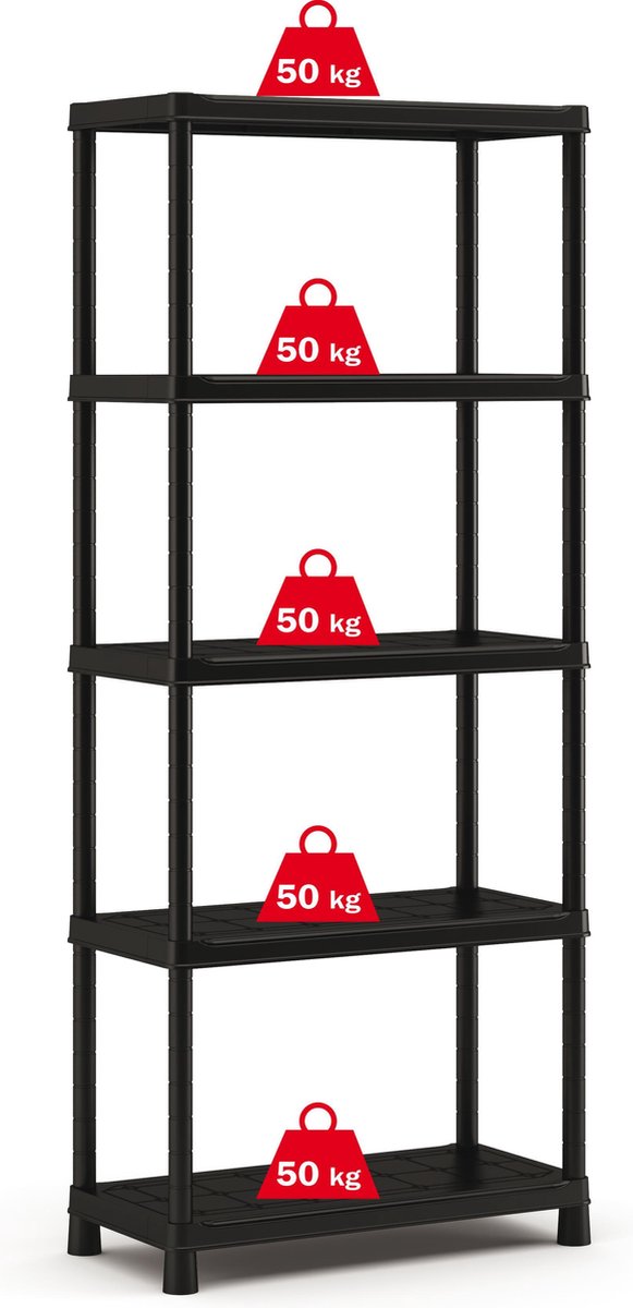Keter Plus Shelf 80/5 - 5 Planken - 80x40x187 Cm - Zwart