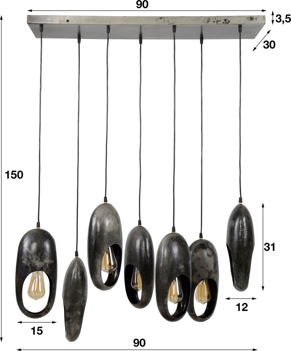 Hoyz - Hanglamp Open Oog Dubbel - 7 Lampen - Zilverkleurig - Silver