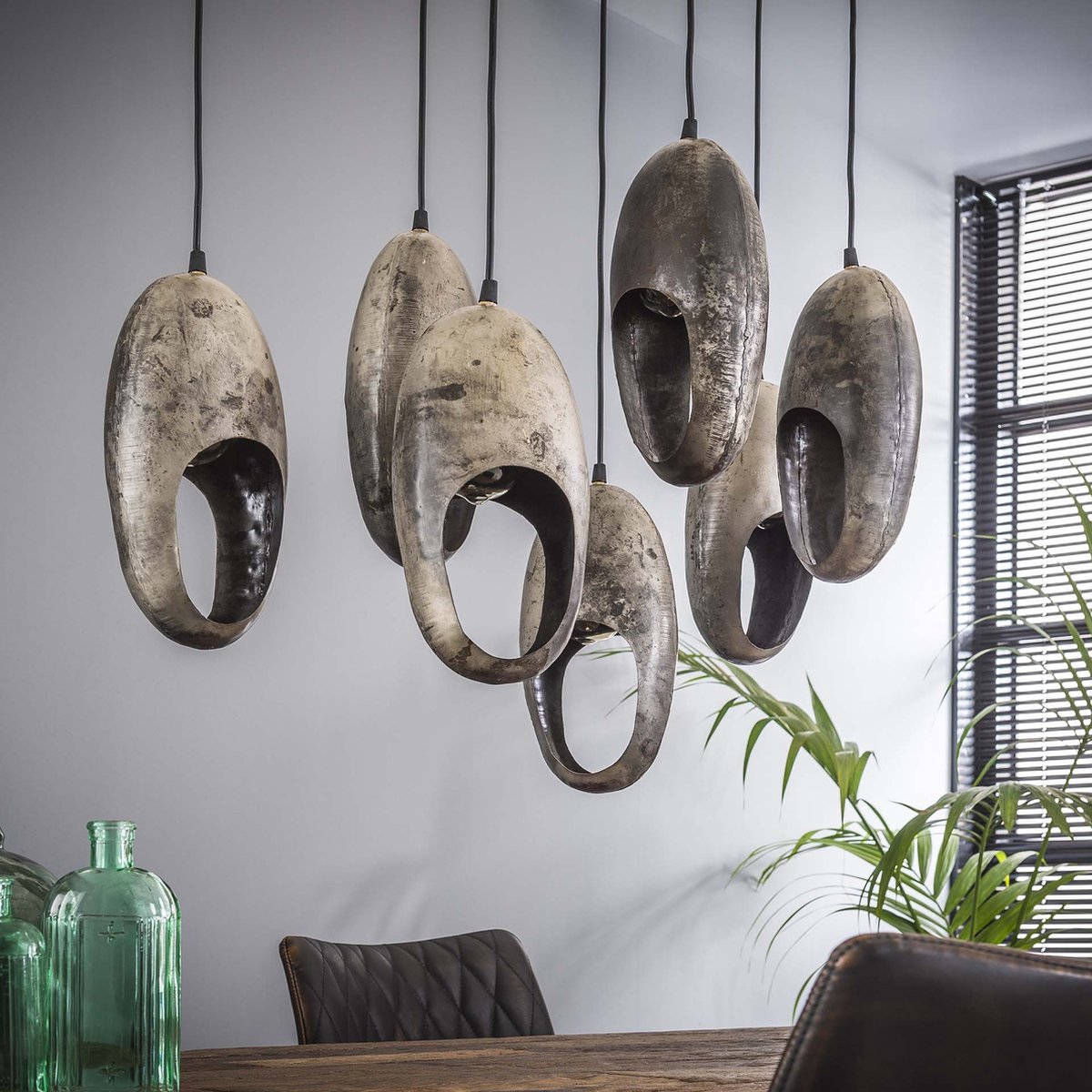 Hoyz - Hanglamp Open Oog Dubbel - 7 Lampen - Zilverkleurig - Silver