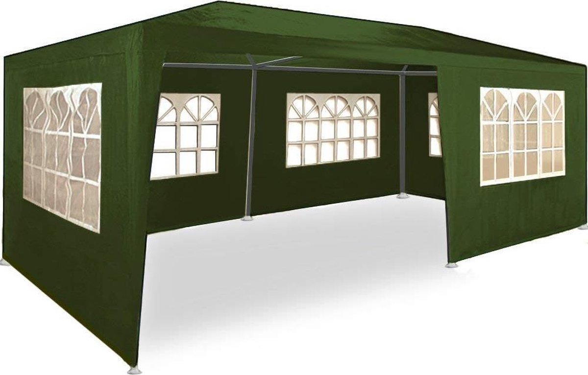 MaxxGarden Partytent - Paviljoen - 3x6m Met Zijwanden - Waterdicht Pro Met 32mm Buizen - Groen