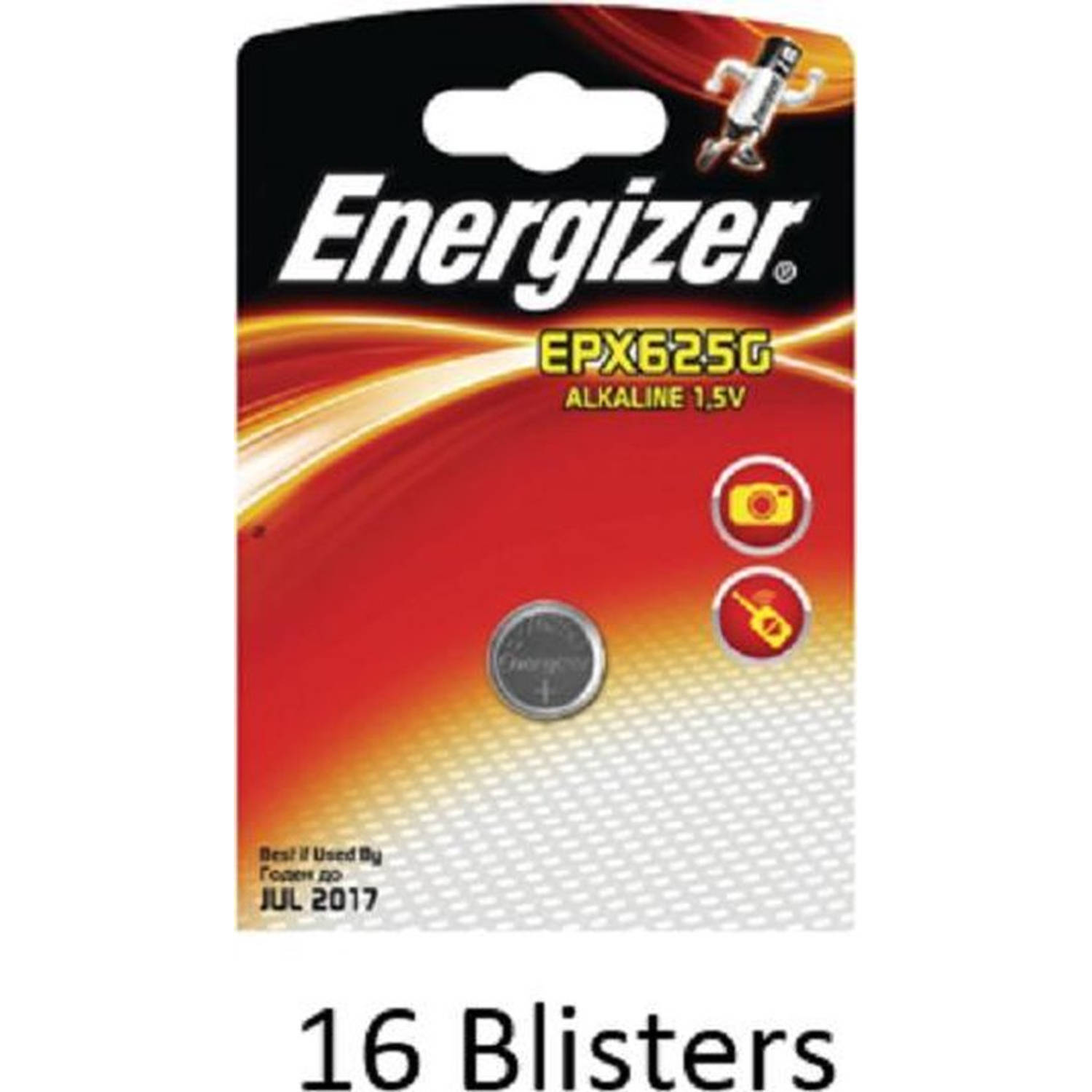 Energizer 16 Stuks (16 Blisters A 1 Stuk) Alkaline Knoopcel 625a 1.5v Epx625g