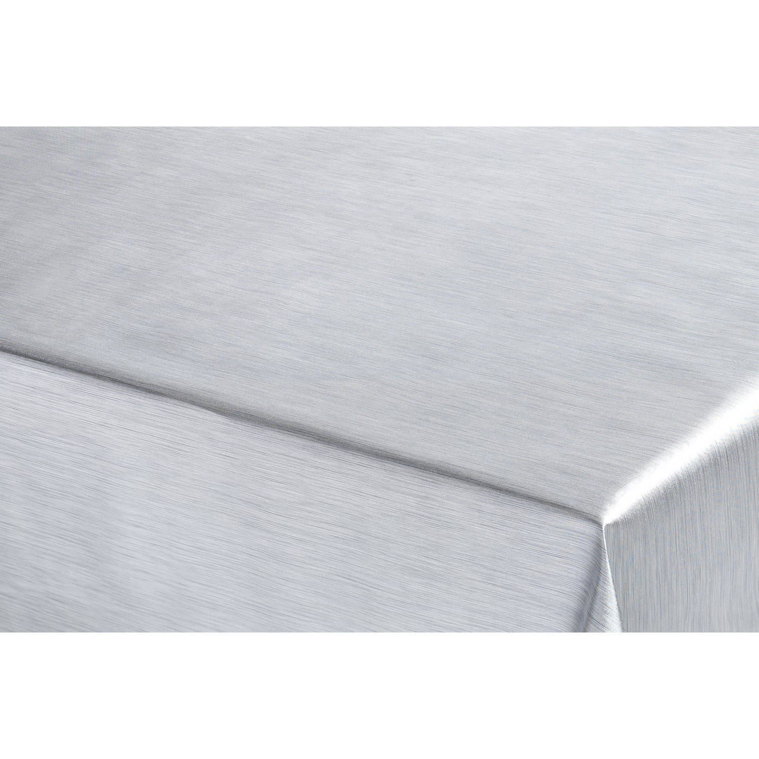 Bellatio Design Luxe Kerst Tafelzeil/tafelkleed Zilveren Metallic Look 140 X 220 Cm - Tafellakens - Silver