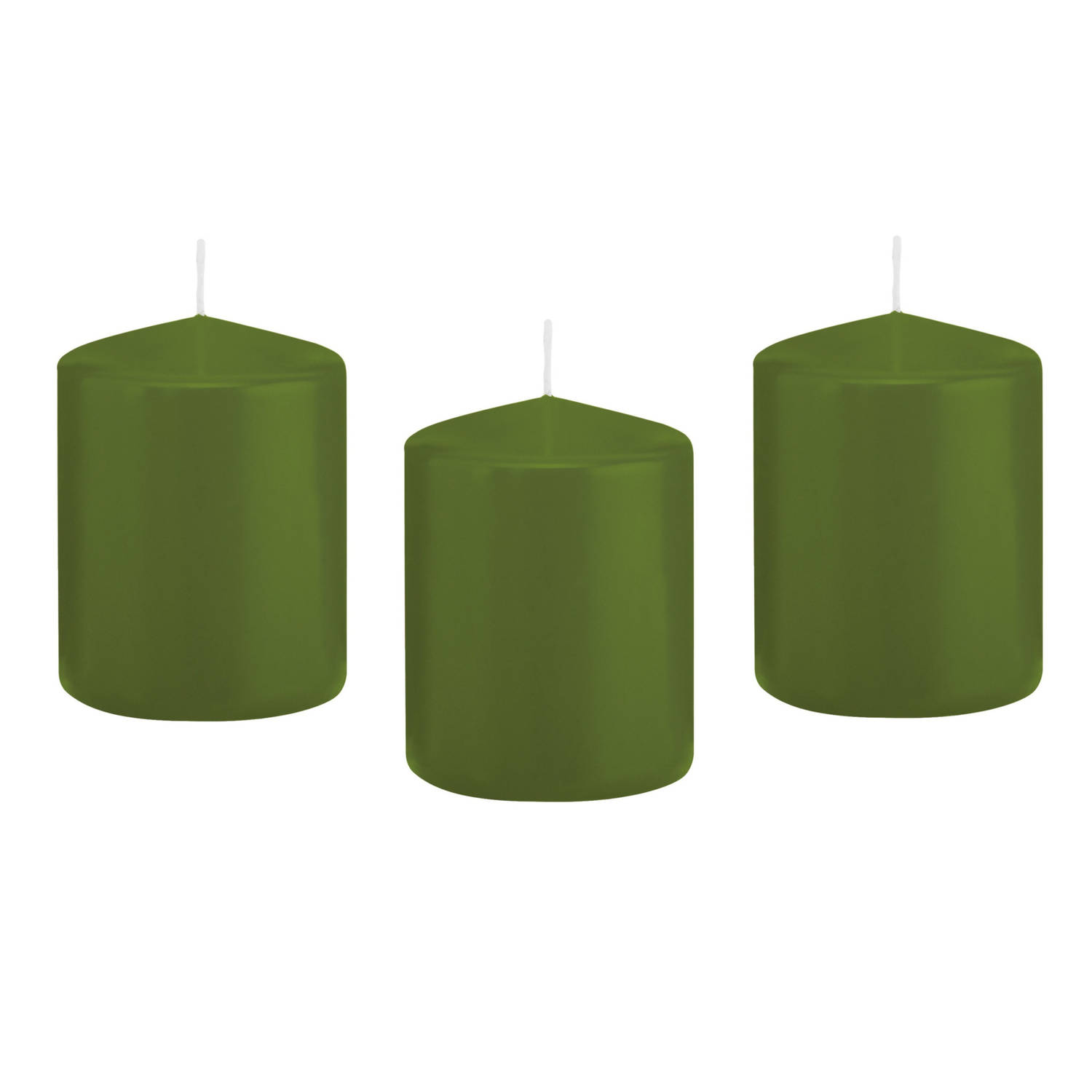 Trend Candles 8x Olijfe Cilinderkaarsen/stompkaarsen 6 X 8 Cm 29 Branduren - Stompkaarsen - Groen