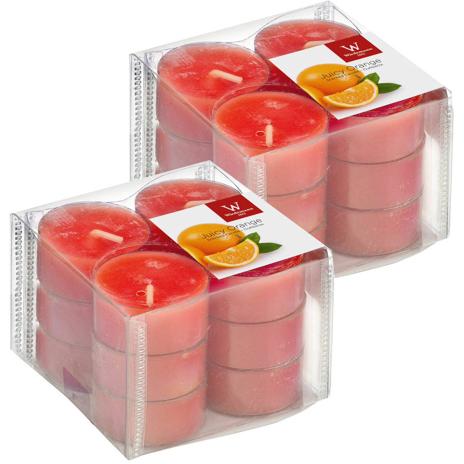 Trend Candles 24x Geurtheelichtjes Sinaasappel/ 4 Branduren - Geurkaarsen - Oranje