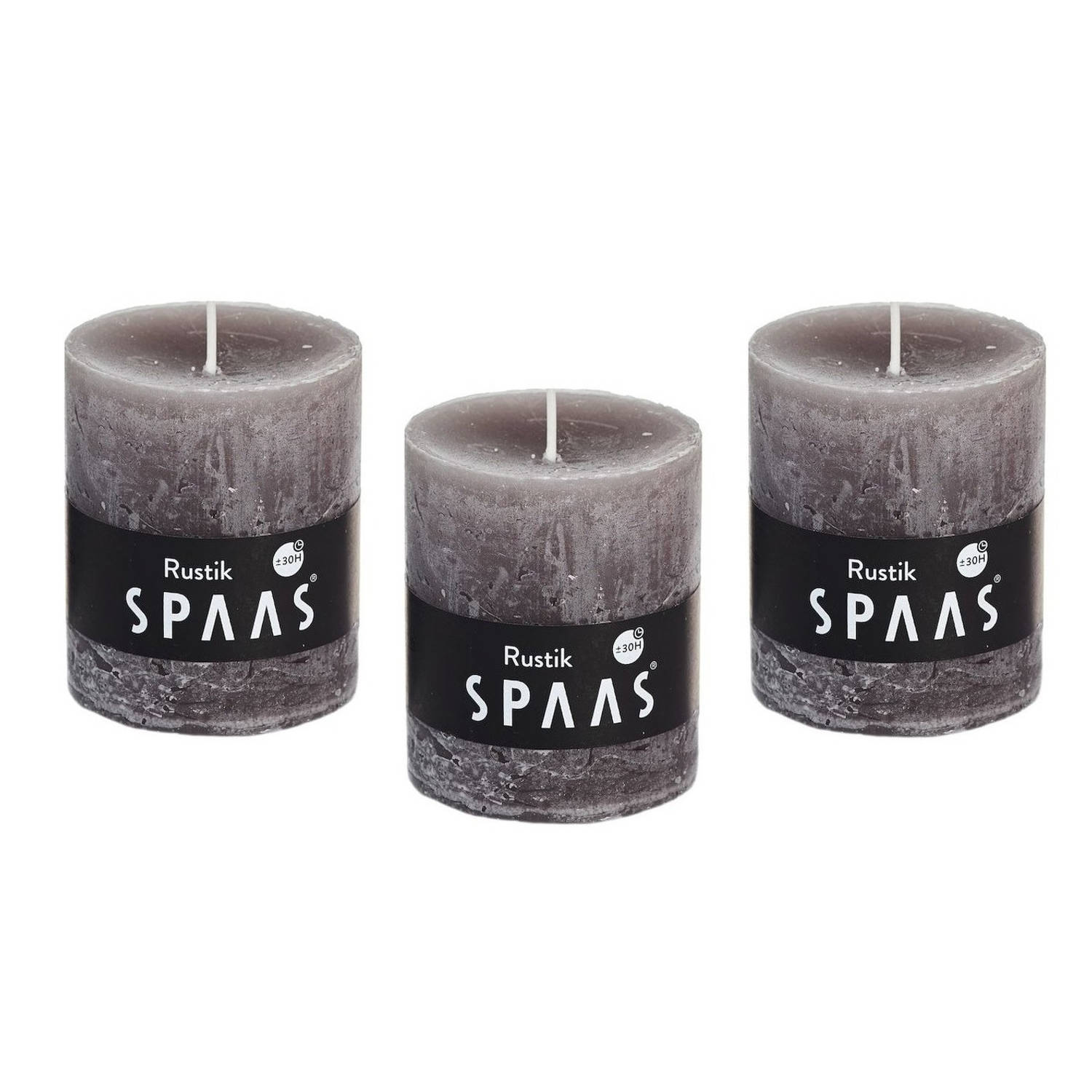 Spaas 8x Taupe Rustieke Cilinderkaars/stompkaars 7x8 Cm 30 Branduren - Stompkaarsen