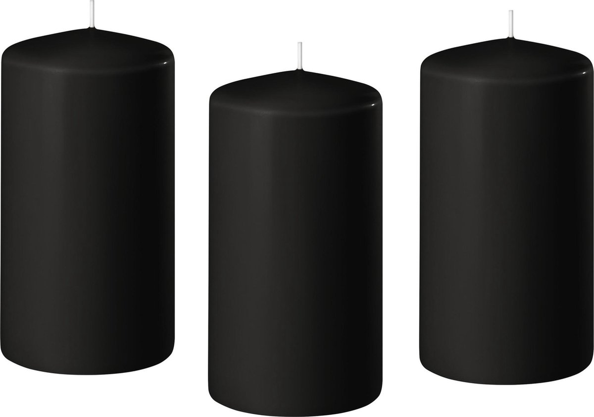 Enlightening Candles 8xe Cilinderkaarsen/stompkaarsen 6 X 12 Cm 45 Branduren - Stompkaarsen - Zwart