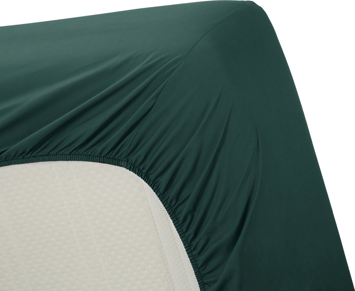 AMBIANTE Hoeslaken Katoen Dark Green-1-persoons (80x200 Cm) - Groen